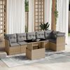 vidaXL 7-delige Loungeset met kussens poly rattan beige