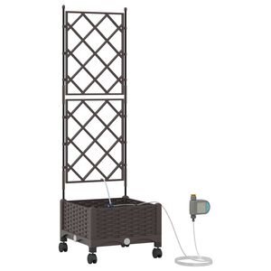 vidaXL Tuin Pot met Irrigatie en Wielen Bruin 40 x 40 x 132 cm PP