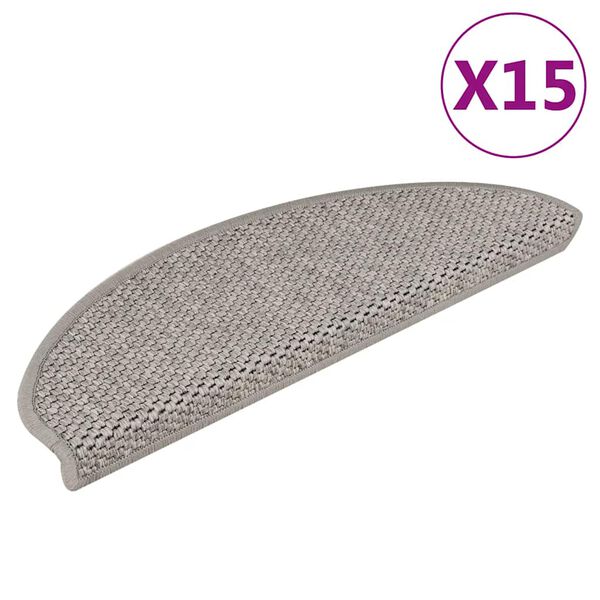 vidaXL Trapmatten zelfklevend 15 st sisal-look 65x21x4cm zilverkleurig