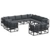 vidaXL Tuinbankenset met kussen 12 pcs Zwart Aluminium