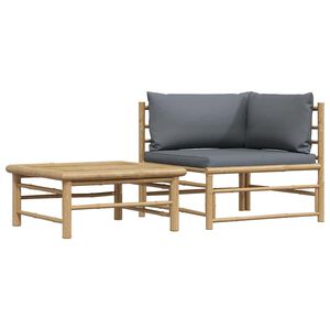vidaXL 2-delige Loungeset met donkergrijze kussens bamboe
