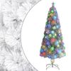 vidaXL Kunstkerstboom met verlichting 210 cm glasvezel wit
