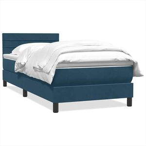 vidaXL Boxspring met matras fluweel donkerblauw 80x220 cm