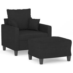 vidaXL Fauteuil met voetenbank 60 cm stof zwart
