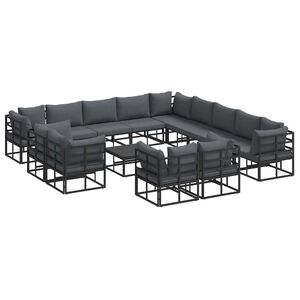 vidaXL Tuinbankenset 14 st Zwart Aluminium