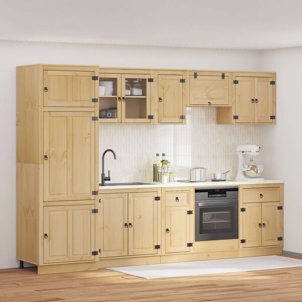 vidaXL Kast met lade SKI 9 pcs HoningBruin Massief grenenhout