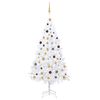 vidaXL Kunstkerstboom met verlichting en kerstballen 210 cm PVC wit