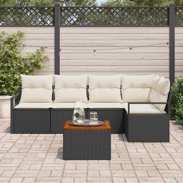vidaXL Tuin Sofa Set 6 pcs Zwart en wit