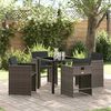 vidaXL Tuin eettafelset 5 pcs Grijs poly rattan
