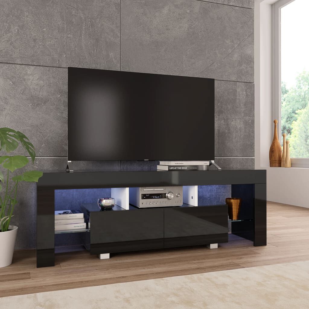 vidaXL Muurvitrine Tv-meubel met LED-verlichting Zwart 5-delig TV Media Kast 
