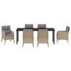 vidaXL Tuin eettafelset met kussen 7 pcs Beige poly rattan