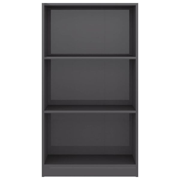 vidaXL Boekenkast 3 schappen 60x24x109 cm bewerkt hout hoogglans grijs
