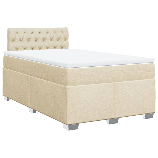 vidaXL Boxspring met matras stof crèmekleurig 120x190 cm