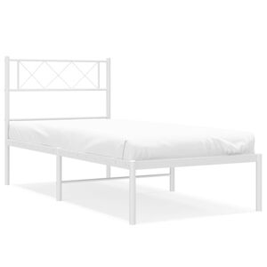 vidaXL Bedframe met hoofdbord metaal wit 90x190 cm