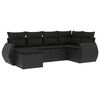 vidaXL 6-delige Loungeset met kussens poly rattan zwart