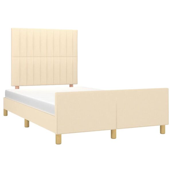 vidaXL Bedframe zonder matras 120x200 cm stof cr&egrave;mekleurig