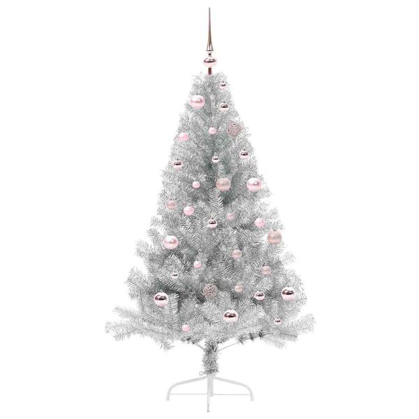vidaXL Kunstmatig Voorverlicht Kerstboom met 150 LED Zilver 150 cm PET