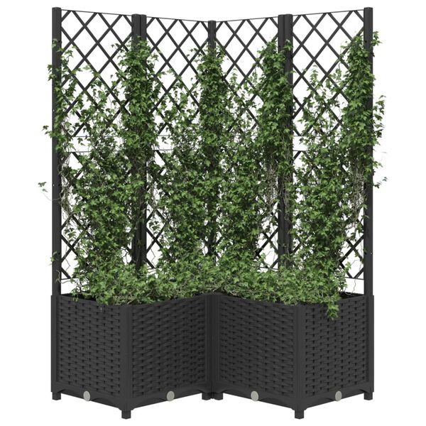 vidaXL Plantenbak met latwerk 80x80x136 cm polypropeen zwart