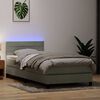 vidaXL Boxspring met matras en LED fluweel lichtgrijs 90x210 cm