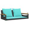 vidaXL Schommelbank met kussens 109x62x40 cm poly rattan zwart