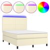 vidaXL Boxspring met matras en LED kunstleer cr&egrave;mekleurig 140x200 cm