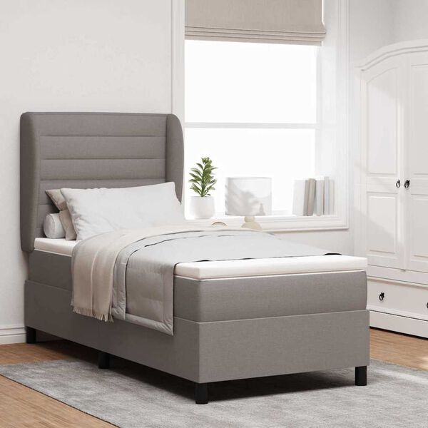 vidaXL Boxspring bed met matras met hoofdeinde Taupe 90 x 190 cm Stof
