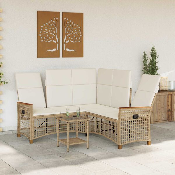 vidaXL Tuin ligbankset Beige en Cr&egrave;me Wit 164 x 164 x 112 cm