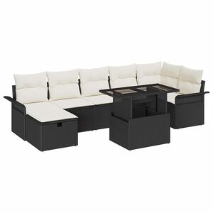 vidaXL Tuin Sofa Set met kussen met opslag 8 pcs Zwart Poly riet