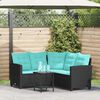 vidaXL Tuinbank met kussen 2 pcs Zwart en Turquoise Poly riet