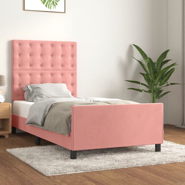 vidaXL Bedframe met hoofdeinde fluweel roze 80x200 cm