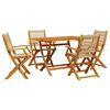 vidaXL 5-delige Tuinset polypropeen en massief hout beige