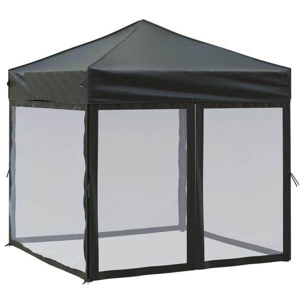 vidaXL Partytent inklapbaar met zijwanden 2x2 m zwart