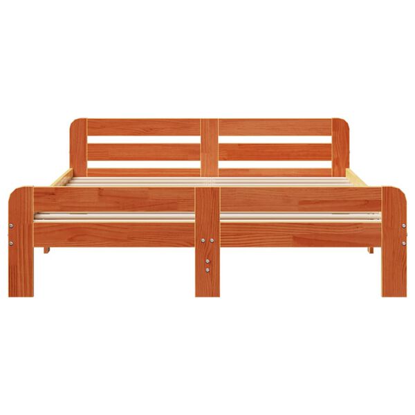 vidaXL Bed met matras massief grenenhout wasbruin 140x190 cm