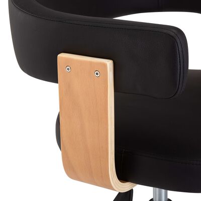 vidaXL Kantoorstoel draaibaar gebogen hout en kunstleer zwart