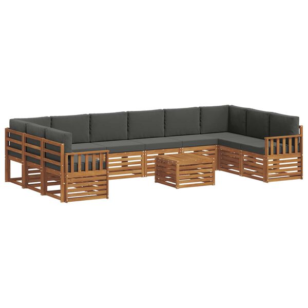 vidaXL Sofa-Sets 11 pcs Natuurlijk en Antraciet Massief Acaciahout