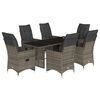 vidaXL 7-delige Bistroset met kussens poly rattan grijs