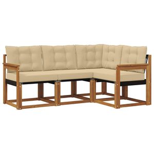 vidaXL Buiten bankenset met kussen 4 pcs Natuurlijk en Beige