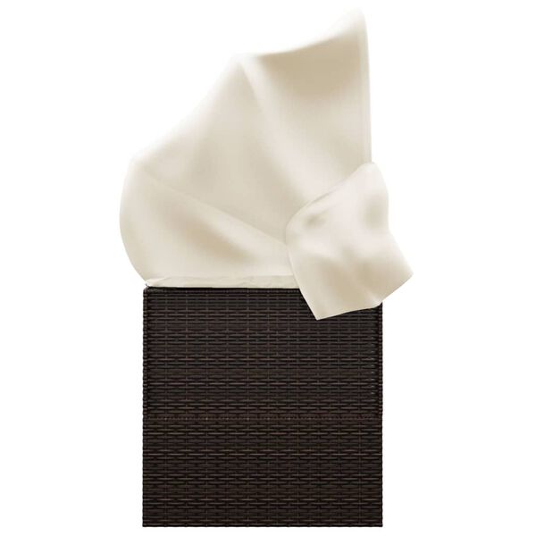 vidaXL Loungebed met luifel en kussens poly rattan bruin