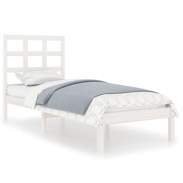 vidaXL Bedframe massief hout wit 75x190 cm
