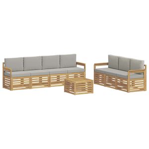 vidaXL Sofa-Sets 8 st Wit en Lichtgrijs Polyester