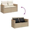 vidaXL 5-delige Loungeset met kussens poly rattan beige