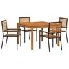 vidaXL Tuin eettafelset 5 pcs Zwart Massief Acaciahout