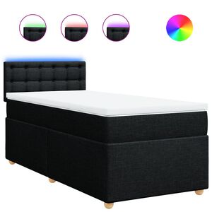 vidaXL Boxspring met matras stof zwart 80x200 cm