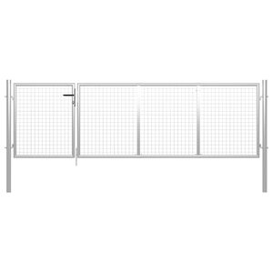 vidaXL Tuinpoort staal 350x75 cm zilver