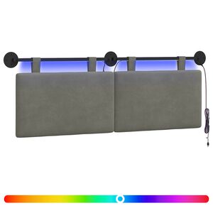 vidaXL Hangend hoofdbord Met LED-verlichting Lichtgrijs Katoen Stof