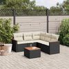 vidaXL 6-delige Loungeset met kussens poly rattan zwart
