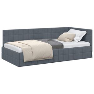 vidaXL Hoekbedframe met hoofdeinde Donkergrijs 100 cm x 200 cm Fluweel