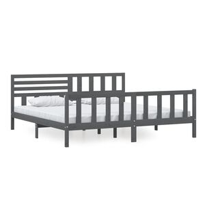 vidaXL Bedframe massief hout grijs 200x200 cm