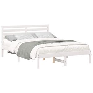 vidaXL Bedframe met hoofdeinde Wit 120 x 190 cm Massief grenenhout
