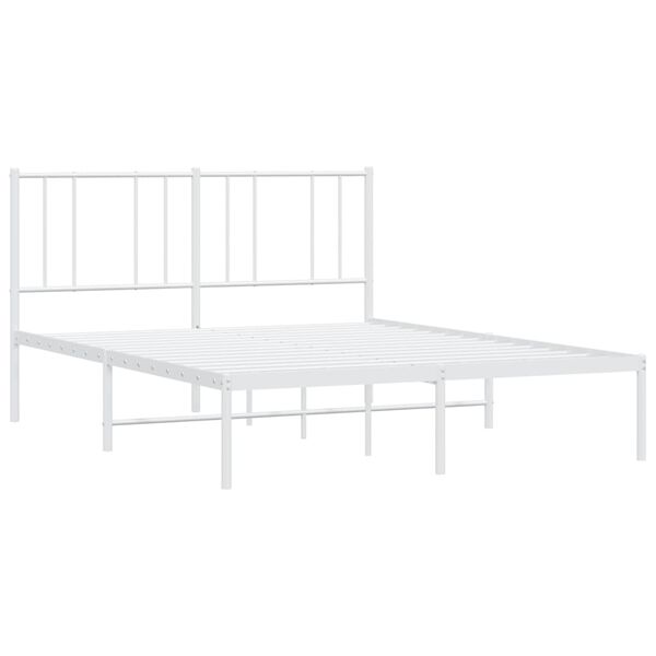 vidaXL Bedframe met hoofdbord metaal wit 140x190 cm